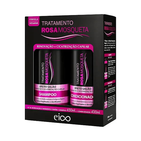 Kit Eico Shampoo 450ML+ Condicionador 400ML Rosa Mosqueta
