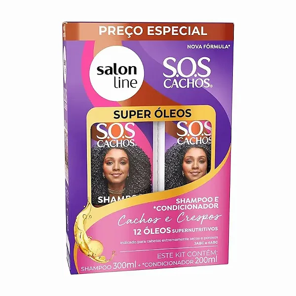 Kit Salon Line Shampoo 300ML + Condicionador 200ML SOS Cachos