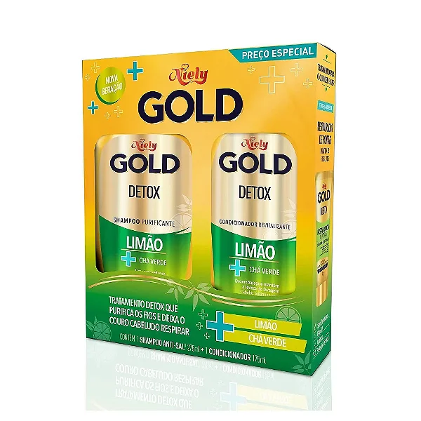Kit Niely Gold Shampoo 275ML + Condicionador 175ML Detox