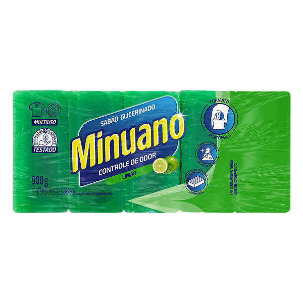 Sabão Em Barra Com 5 Minuano Verde  900G