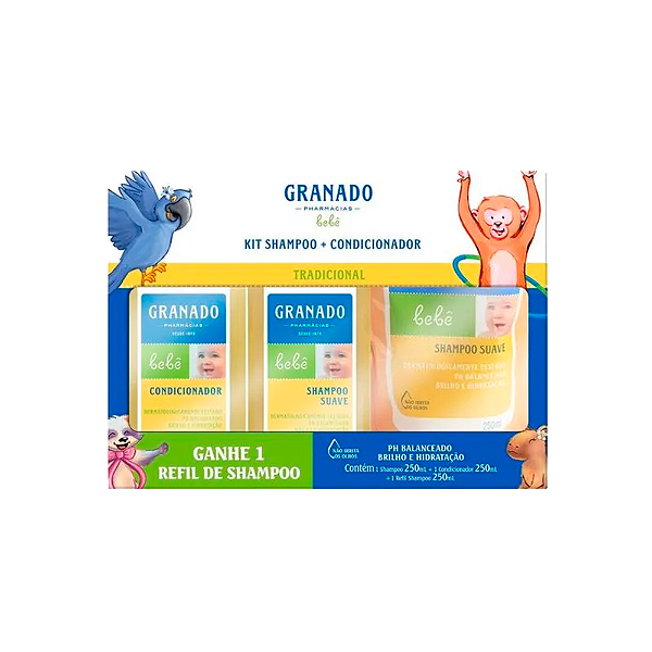 Kit Shampoo Bebê Granado + Condicionador + Refil Shampoo 250ml
