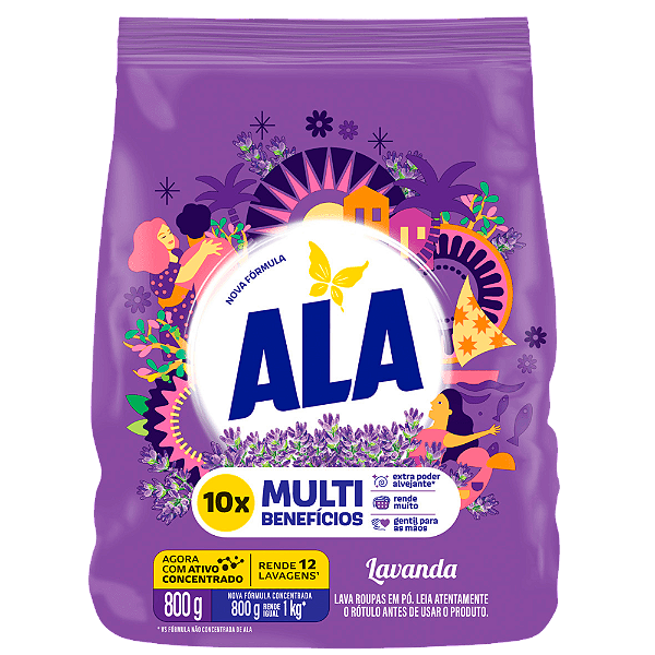 Lava Roupa Em Pó Ala Lavanda 800G