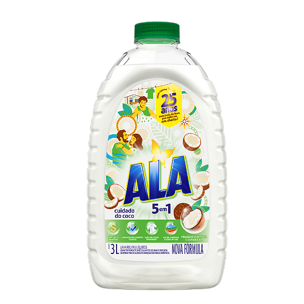 Lava Roupas Líquido Ala 5 EM 1 Cuidado Coco 3L