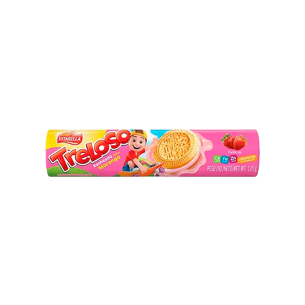 Biscoito Treloso Recheado Morango 120G