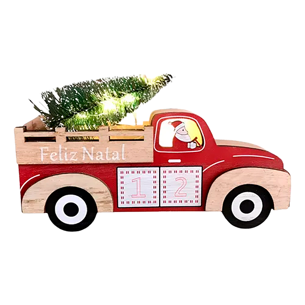 Enfeite De Natal Zein Carro Em Madeira Com Luz