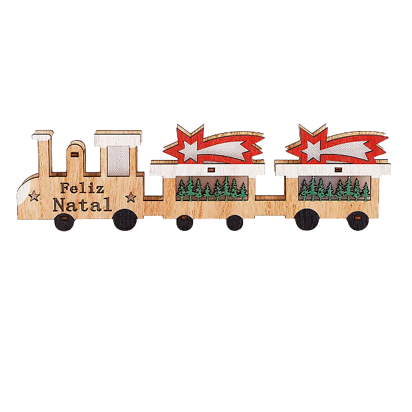 Enfeite Natal Zein Trem Madeira Com Luz 25X7CM