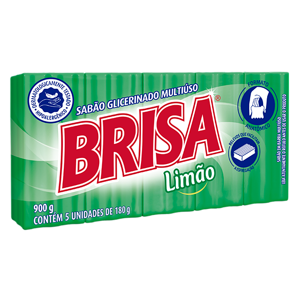 Sabão Em Barra Brisa Com 5 Limão 900G