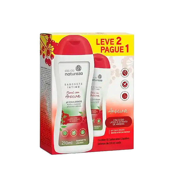 Kit Sabonete Íntimo Cia Da Natureza Floral Com Aroeira 210ML