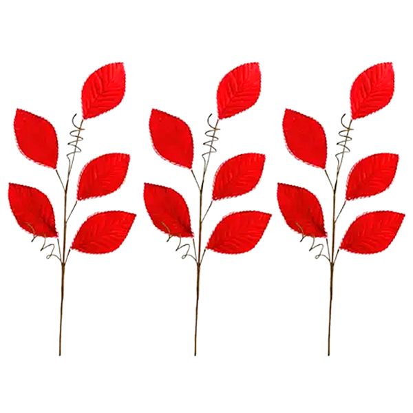 Galho Yangzi 5 Folhas Veludo Vermelho