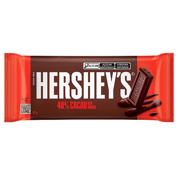 Barra De Chocolate Hersheys Meio Amargo 82G