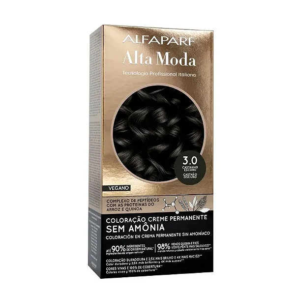 Coloração Creme Alta Moda Sem Amônia 3.0 Castanho Escuro