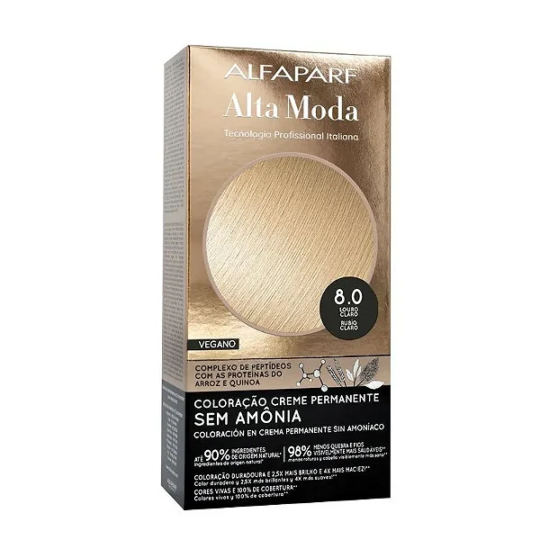 Coloração Creme Alta Moda Sem Amonia 8.0 Louro Claro
