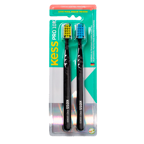 Kit Escova Dental Kess Com 2 Pró 10K Extra Macia
