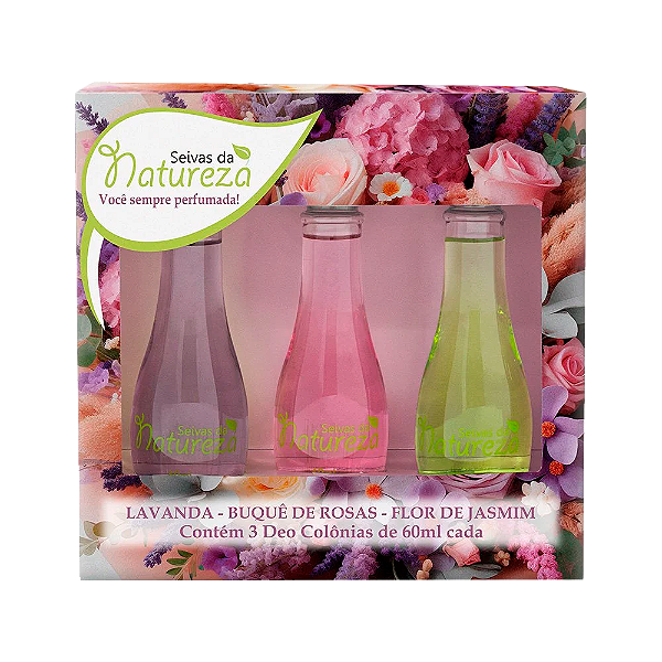 Kit Seivas Deo Colônia Com 3 Lavanda - Buquê De Rosas - Flor De Jasmin 60ML