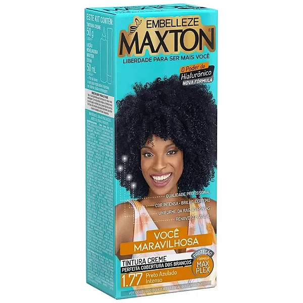 Coloração Creme Maxton Mini Kit 1.77 Preto Azulado Intenso