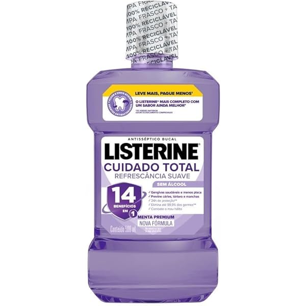 Enxaguante Bucal Listerine Cuidado Total Refrescância Suave 500ML
