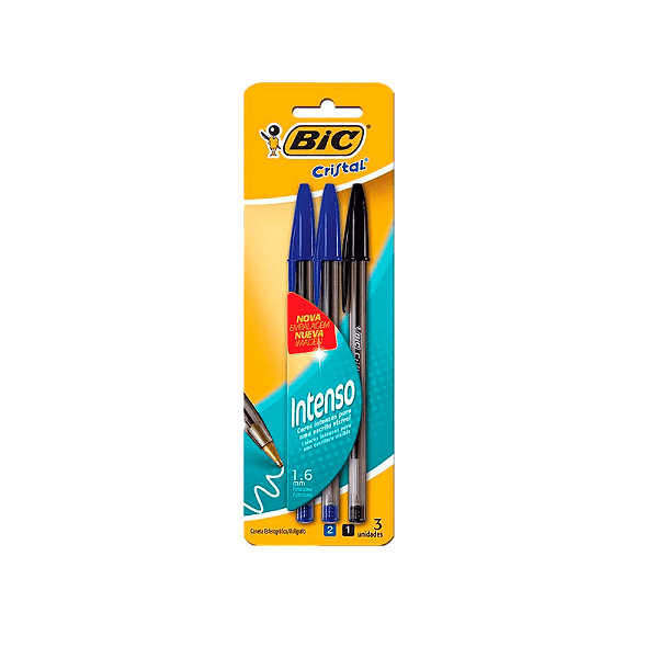 Caneta Bic Cristal 1.6MM Com 3 Sortidas.