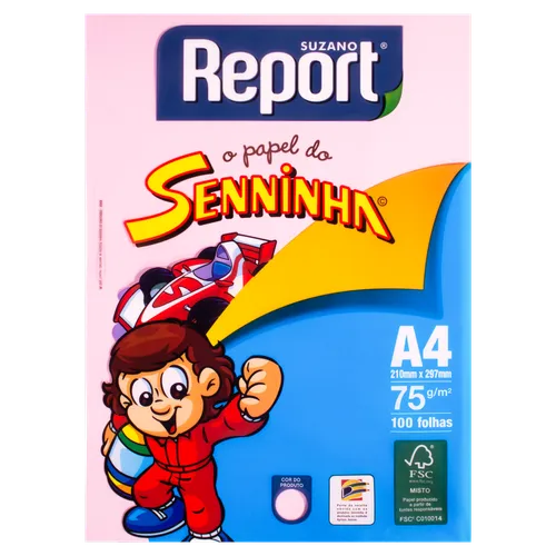 Papel Sulfite Report Senninha A4 Com 100 Folhas Rosa 75G