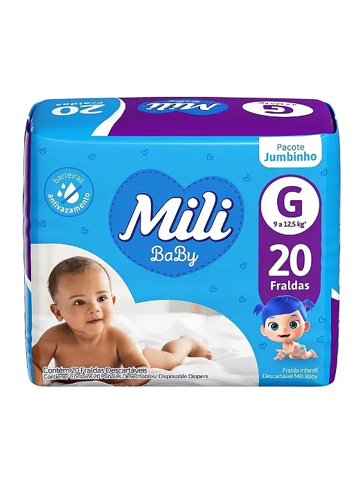 Fralda Descartável Mili Jumbinho Ultra Seca G Com 20