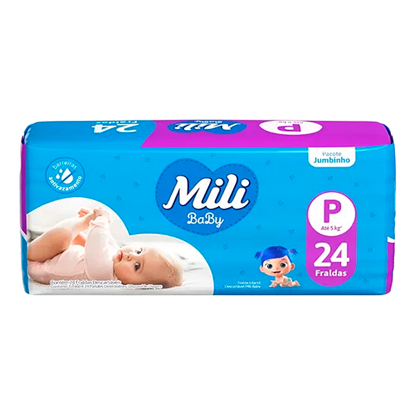 Fralda Descartável Mili Jumbinho P Seca Com 24