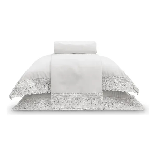 Jogo De Cama Queen Appel Bordare Rendas Branco