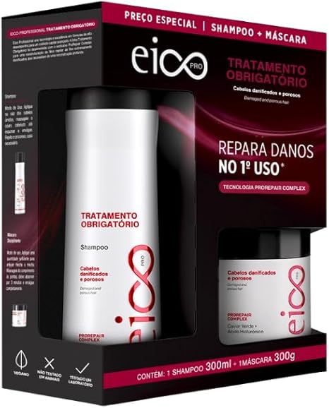 Kit Eico Pró Shampoo 300ml + Creme De Tratamento 300ml Tratamento Obrigatório
