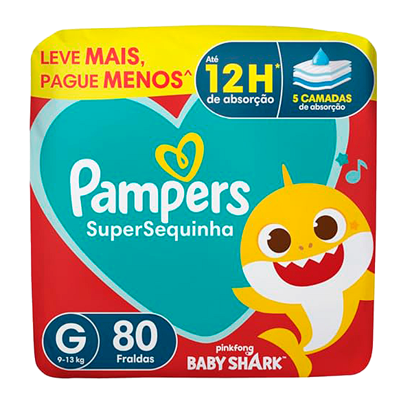 Fralda Descartável Pampers Leve + Pague - Supersec Tamanho G Com 80 Unidades