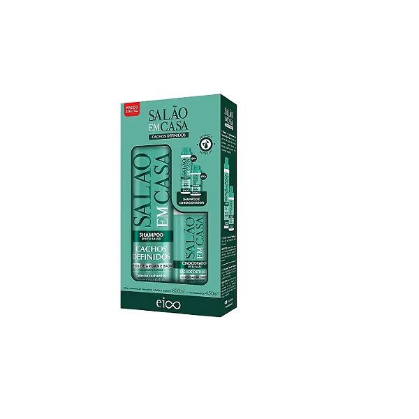 Kit Eico Shampoo 800ML + Condicionador 450ML Cachos Definidos