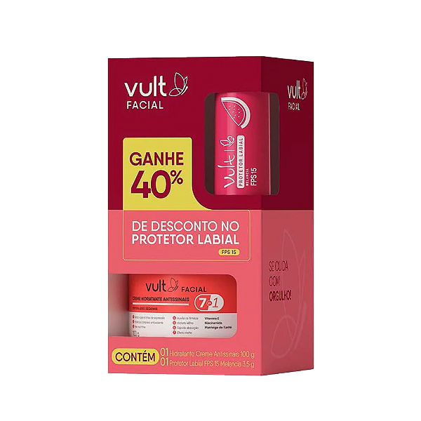 Creme Facial 100G + Protetor Labial FPS15 Vult 3,5G