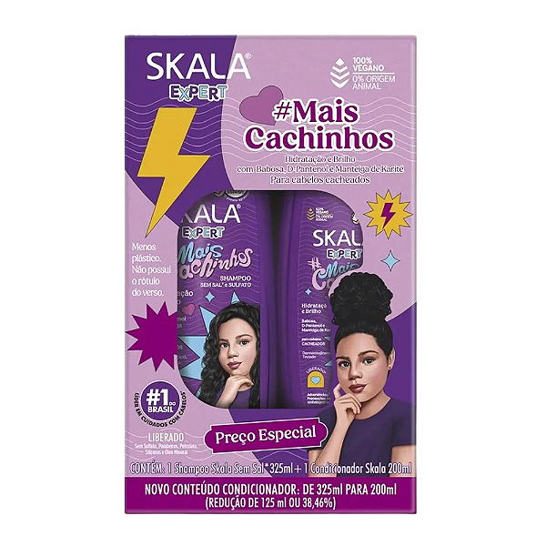 Kit Skala Shampoo 325ML + Condicionador 200ML Mais Cachinhos