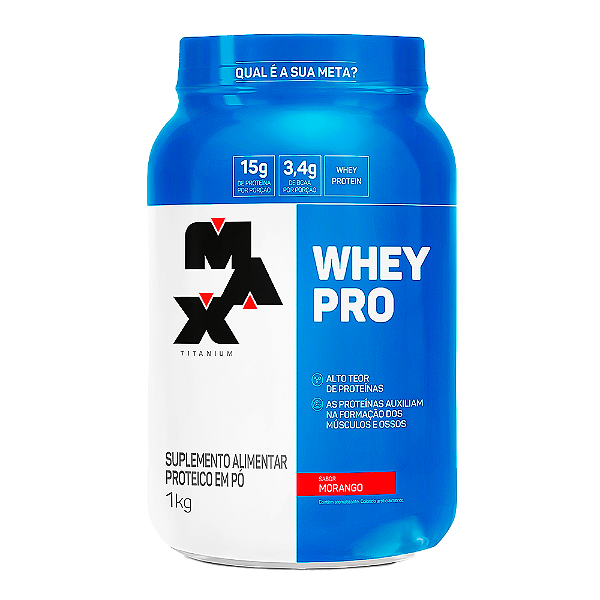 Whey Max Titanium Pró Morango 1KG