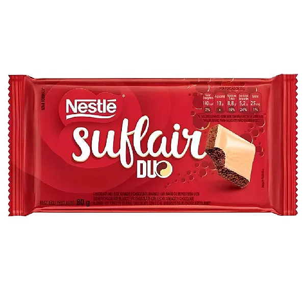 Barra De Chocolate Nestlé Suflair Duo 80G