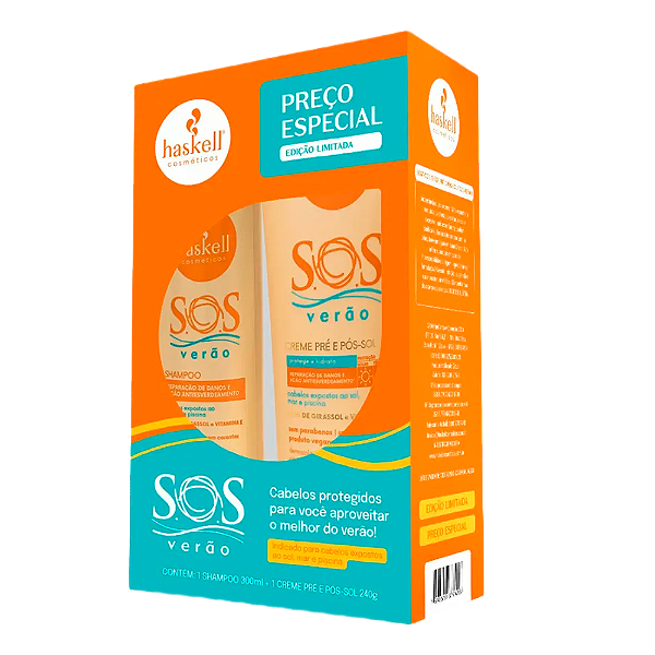 Kit Haskell Sos Verão Shampoo 300ML + Creme Pré E Pós Sol 240G