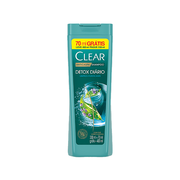 Shampoo Clear Anticaspa Detox Diário Grátis70ML 400ML