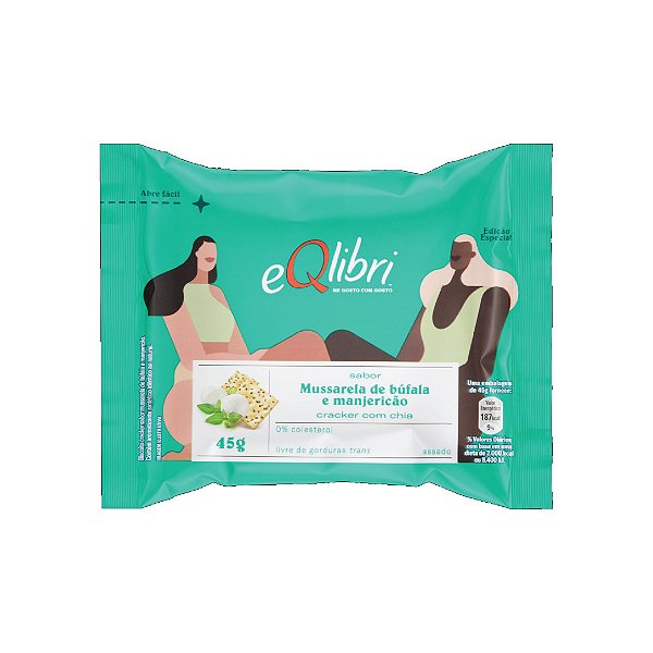 Snack Equilibri Cracker com Chia Mussarela de Búfala e Manjericão 45g