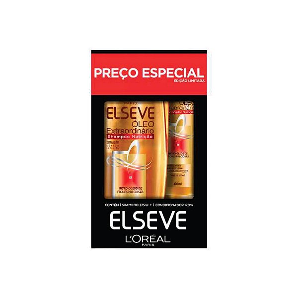 Kit Shampoo Elseve 375ml e Condicionador 170ml - Óleo Extraordinário