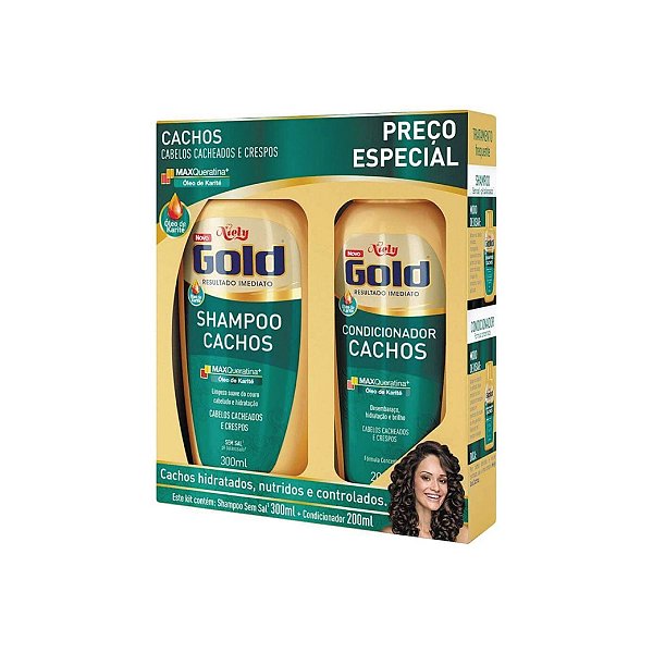 Kit Shampoo Niely Gold Cachos 300ml e Condicionador 200ml