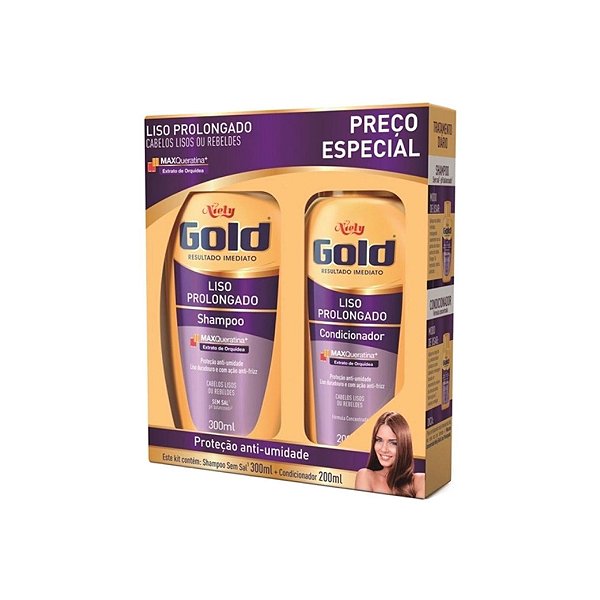 Kit Shampoo Niely Gold Liso Prolongado 300ml e Condicionador 200ml