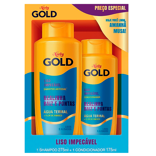 Kit Niely Gold Shampoo 275ml e Condicionador 175ml Liso Impecável