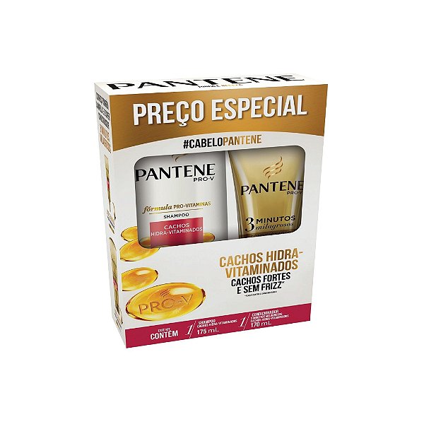 Kit Shampoo Pantene Cachos Hidra-vitaminados 175ml e Condicionador 170ml