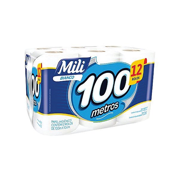 Papel Higiênico Mili Bianco Folha Simples 12x100
