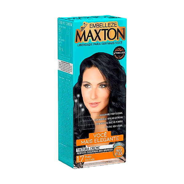 Tintura Creme Maxton Kit Prático 1.7 Preto Azulado