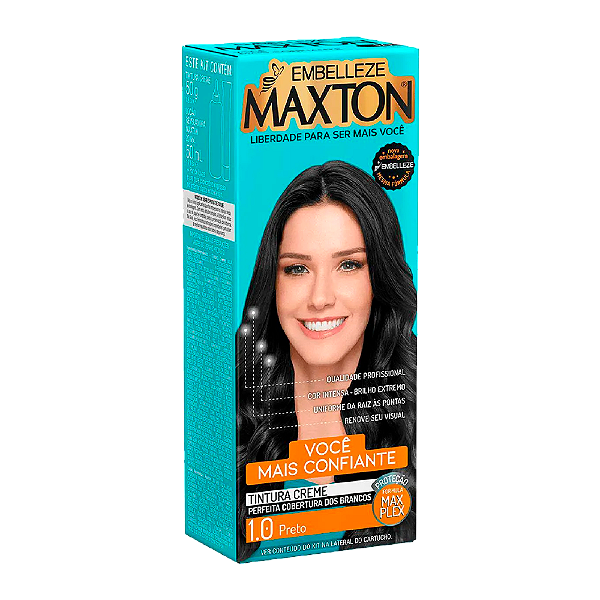 Tintura Creme Maxton Kit Prático 1.0 Preto