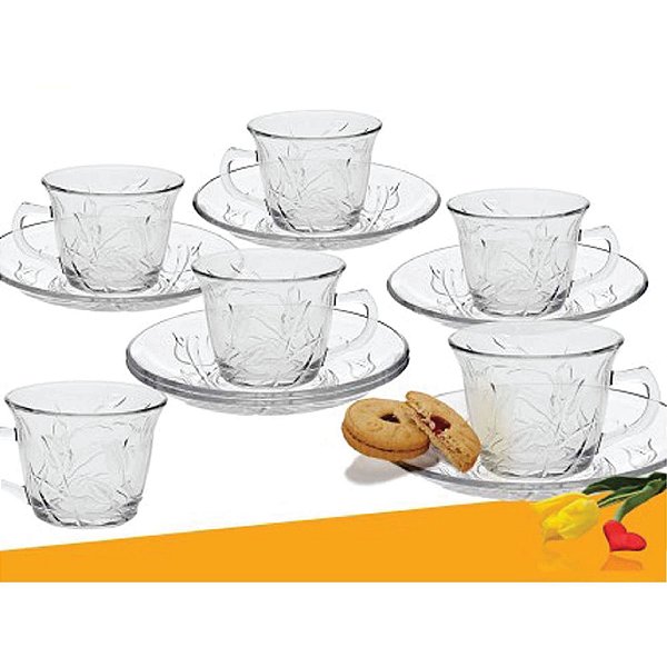 Conjunto de Xicara de Chá Unicasa 12pcs Tulipa 641387