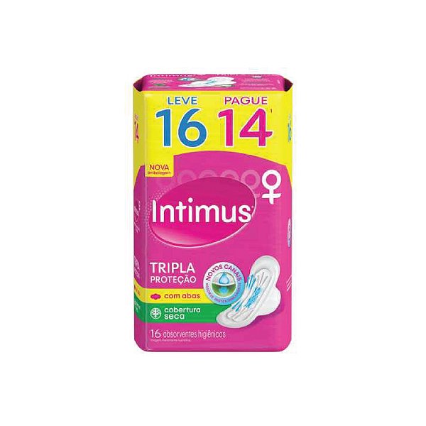 Absorvente Intimus Gel Tripla Proteção Seca Com Abas Leve 16 Pague 14