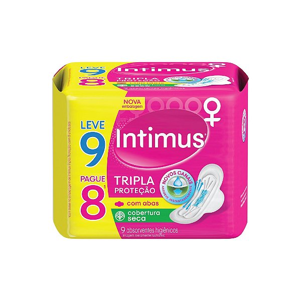Absorvente Intimus Gel Tripla Proteção Com Abas Seca Leve 9 Pague 8