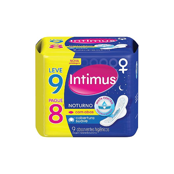 Absorvente Intimus Gel Tripla Proteção Com Abas Suave Leve 9 Pague 8
