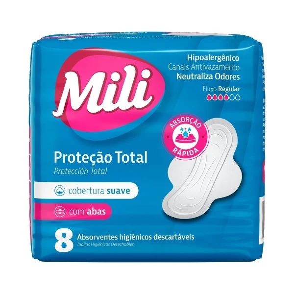 Absorvente Mili Conforto Total Suave Com 8 Com Abas