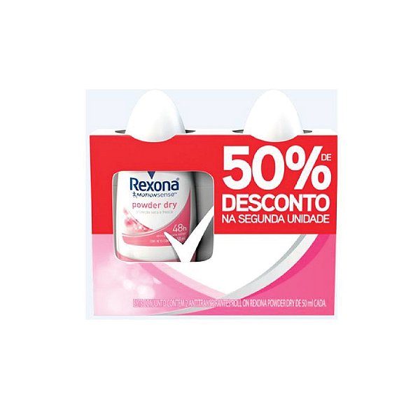 Desodorante Roll-On Rexona Womem Power Dry C/2 50%Desconto 50ml