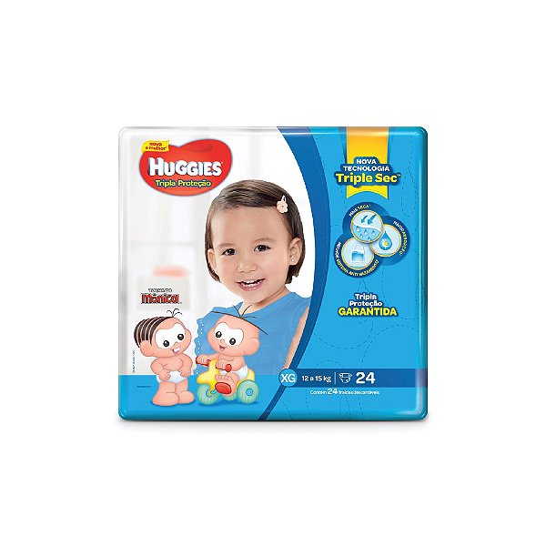 Fralda Descartável Huggies Turma da Mônica Tripla Proteção Jumbo XG C/24